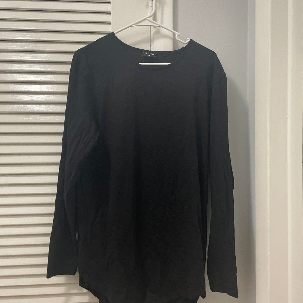 $ Letaotao Men Tees - Long Sleeve Shirt Black Size XL